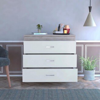 29 Light Gray and White Three Drawer Dresser