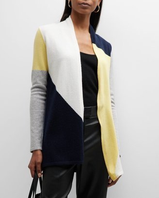 Cashmere Colorblock Open-Front Cardigan