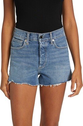 Adele High-Rise Stretch Cut-Off Denim Shorts