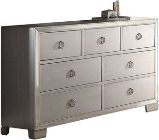 Seven Drawer Dresser With Mirror Insert Front Trim, Platinum