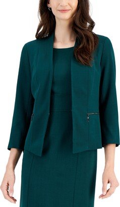 Petite 3/4-Sleeve Collarless Blazer