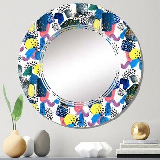 Designart 'Blue And Yellow Brush Strokes' Printed Patterned Wall Mirror