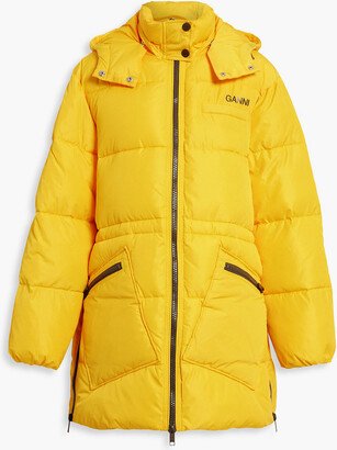 Zip-detailed quilted shell hooded down coat