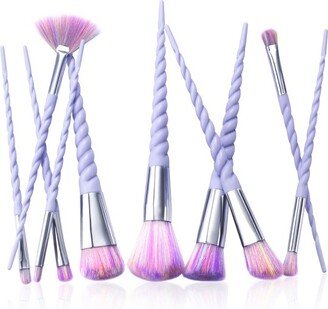 Zodaca 10 Piece Set Makeup Brush Set with Spiral Handle, Purple