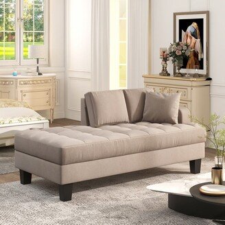 AOOLIVE 64 Deep Tufted Upholstered Fabric Chaise Lounge,Toss Pillow included