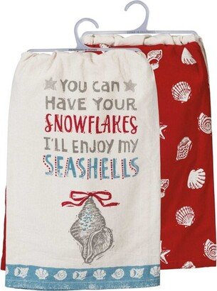 Decorative Towel My Seashells Dish Towel Set Cotton Winter Shells Beach 100616.