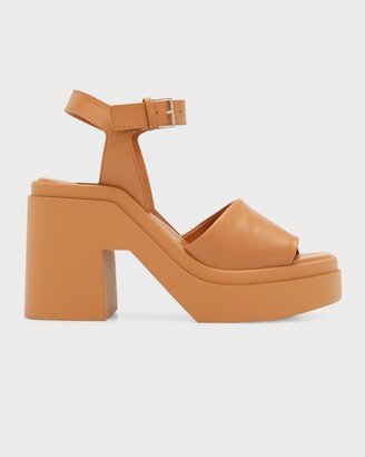 Nelio Calfskin Ankle-Strap Platform Sandals