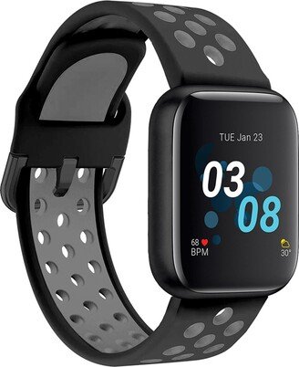 I TOUCH Men's iTouch Air 3 Touchscreen Smartwatch Fitness Tracker: Black Case with Black/Grey Perforated Strap, 44mm