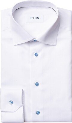 Contemporary-Fit Twill Dress Shirt with Blue Details