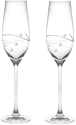 European Handmade Lead-Free Crystalline Swarovski Wedding Toasting Champagne Flutes Set Of 2