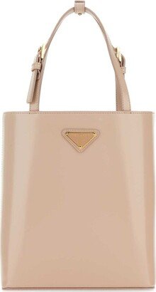 Triangle Logo Plaque Cylinder Shaped Tote Bag-AA