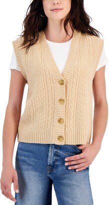 Juniors' Button-Front Sweater Vest