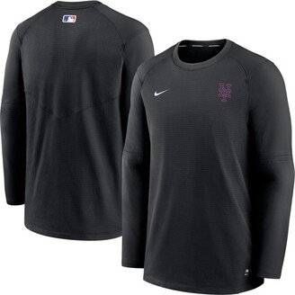 Men's Black New York Mets Authentic Collection Logo Performance Long Sleeve T-shirt