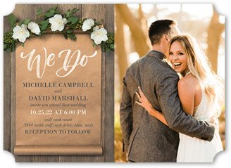 Wedding Invitations: Rustic Scroll Wedding Invitation, Brown, 5X7, Pearl Shimmer Cardstock, Ticket