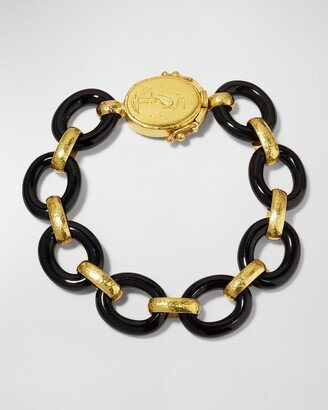 Black Jade and 19k Gold Bracelet