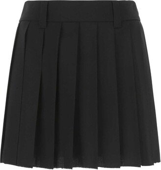 Logo Waistband Pleated Mini Skirt-AA