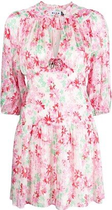 Floral-Print Mini Dress-AB