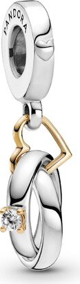 Sterling Silver Two-Tone Wedding Rings Dangle Charm