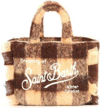 Check Patterned Mini Vanity Fringed Bag-AA