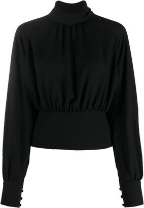 Mock-Neck Wide-Sleeves Blouse