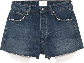 Distressed Denim Shorts-AB