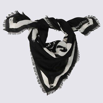 Graffiti-printed Frayed Edge Scarf-AA