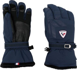 Romy logo-patch ski gloves-AA