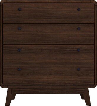 RealRooms Ren Home Leva Scandinavian 4 Drawer Dresser, Walnut