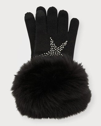 Cashmere Heatset Star Gloves With Fur Cuffs