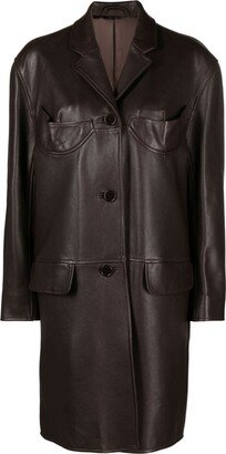 Single-Breasted Leather Trench Coat