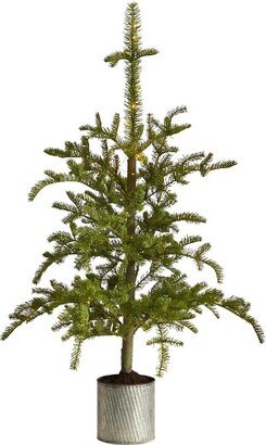 4.5-ft Pre-Lit Christmas Pine Artificial Tree in Decorative Planter