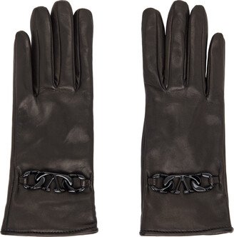 Black VLogo Chain Gloves