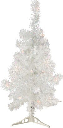 Northlight 2' Pre-Lit White Artificial Tinsel Christmas Tree- Clear Lights