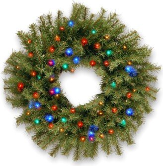 National Tree Company National Tree 24 Norwood Fir Wreath with 50 Multi Battery Operated Led Lights