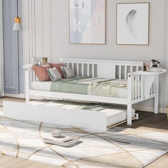 Twin Wooden Daybed with Trundle Bed-AB