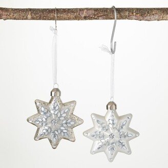 4H Sullivans Snowflake Ornament - Set of 2, Silver Christmas Ornaments