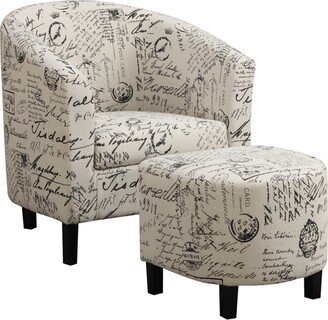 Holliswood French Script Accent Chair with Ottoman