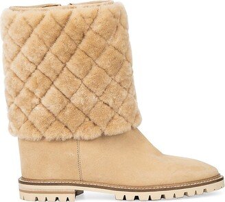 Casandra Shearling Trim Suede Boots