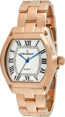 PP Peugeot Peugeot Women's 14K Rose Gold Plated Tank Roman Numeral Dress Bracelet Watch 7069RG