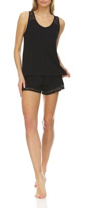 Frances Lace Trim Tank & Shorts 2-Piece Pajama Set