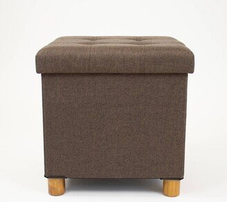 Foldable Storage Ottoman with Reversible Tray Cover Taupe