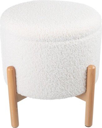 Round Ottoman with Removable Top for Storage (White)