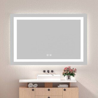 AWZTOO 48*36 Inch LED Bathroom Mirror With Lights Anti-Fog Dimmable Makeup Mirror Smart Touch Illuminated Frameless Wall Vanity Mirror