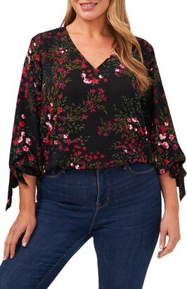 Festive Garden Floral Tie Sleeve Top