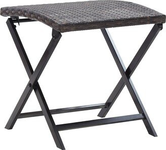 Folding Stool Poly Rattan Gray - 17.3