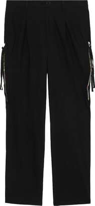 Zip-Detail Straight-Leg Trousers-AD