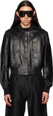 Black Fog Leather Bomber Jacket