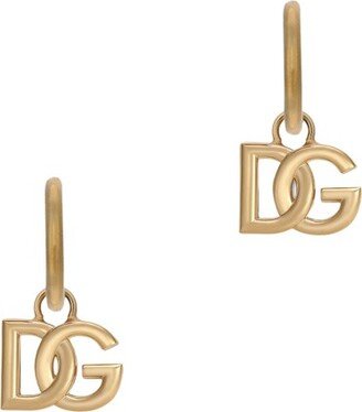 Hoop earrings with logo pendants