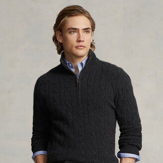 Cable-Knit Cashmere Quarter-Zip Sweater-AB