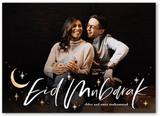 Eid Cards: Moon Stars Eid Card, White, 5X7, Matte, Signature Smooth Cardstock, Square